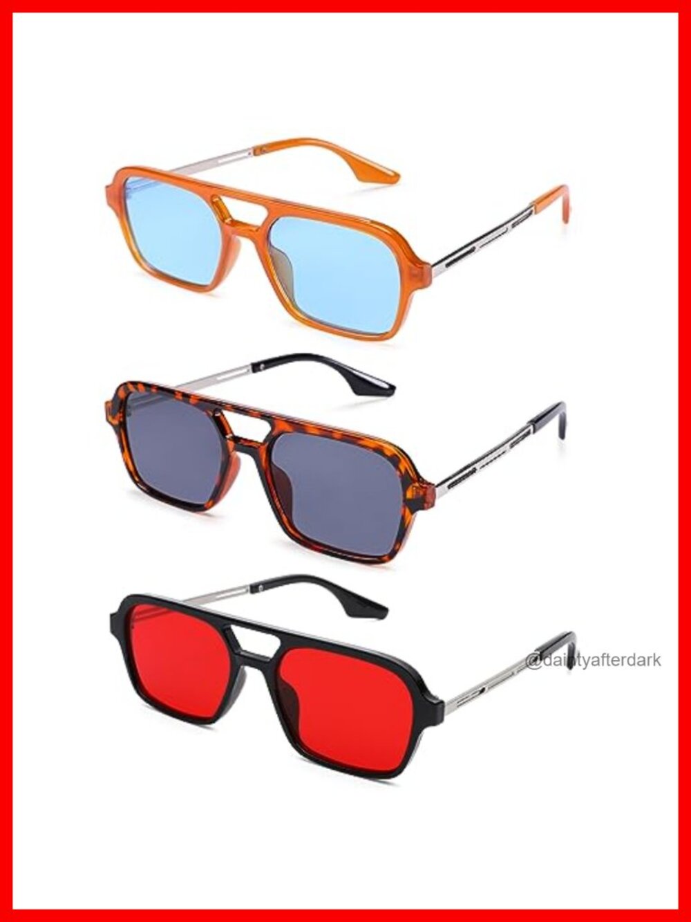 COASION Vintage 70s Flat Aviator Small Frame Sunglasses Square Metal UV400